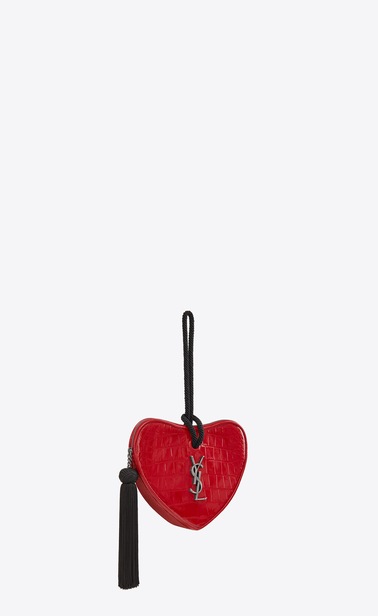 monogram cœur clutch in crocodile embossed patent leather